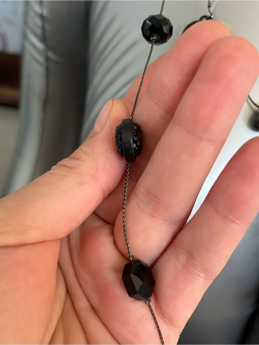 Mixit Long Black Bead Layered Necklace